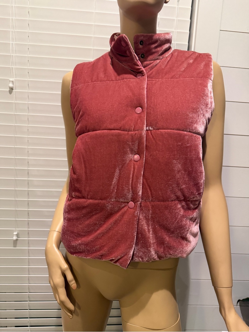 Vignette 12Y Girls' Velvet Sleeveless Puffer Vest in Rose NWT